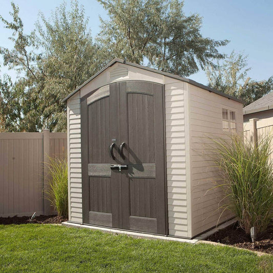 Lifetime Plastic Garden Shed 2.1 x 2.1 x 2.27m Desert Sand SKU705